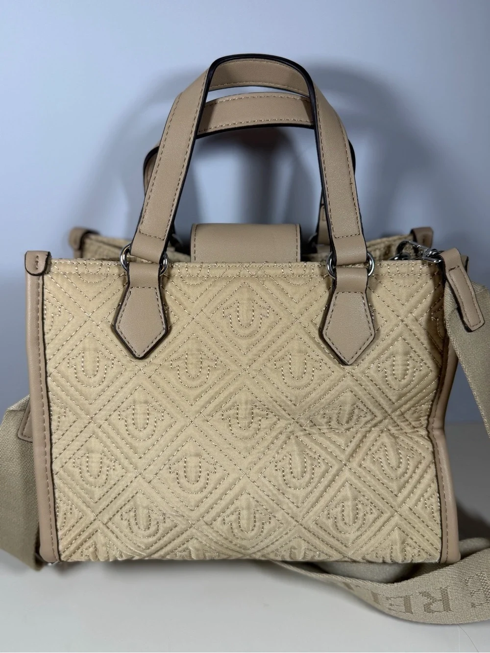 True Religion Quilted Beige Satchel